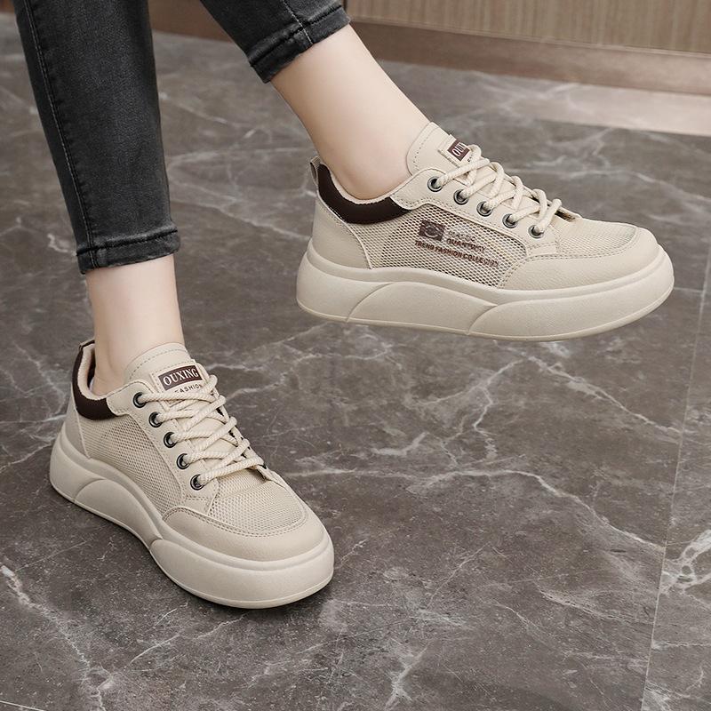 Sh617 New Mesh Shoes Sneaker  Spring and Autumn Versatile Platform Mesh Surface Women's Shoes Hight Increasing Board Shoes White Shoes