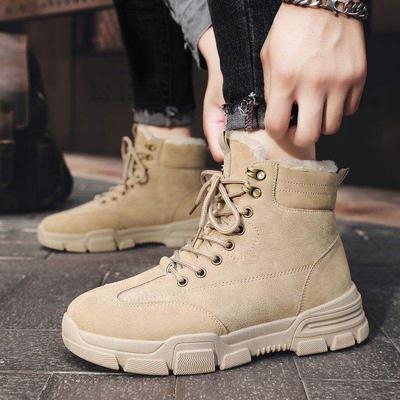Sneeuwlaarzen heren lente fluweel verdikt thermisch katoen laarzen Koreaanse versie van Britse stijl middenhoogte Martin boots casual veelzijdige trendy schoenen