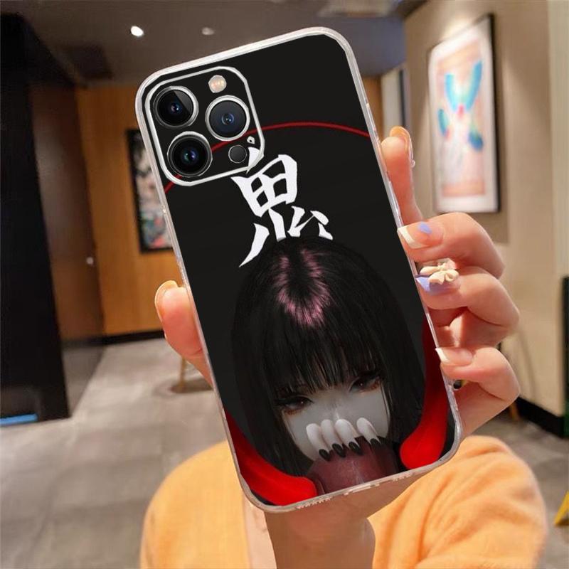 Phone Case For iphone 17ProMax 17 Pro 16 15 14 13 Pro Max 17 Air 15 16 Pro 15Plus Anime Girl With  Oni Mask