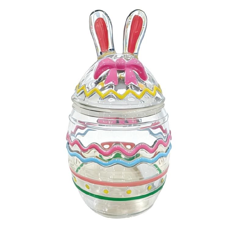 Artistic Glass Storage Jar With Festives Easter Themes Rabbit Eggs Chick Shape Candy Container For Snacks And Home Decors