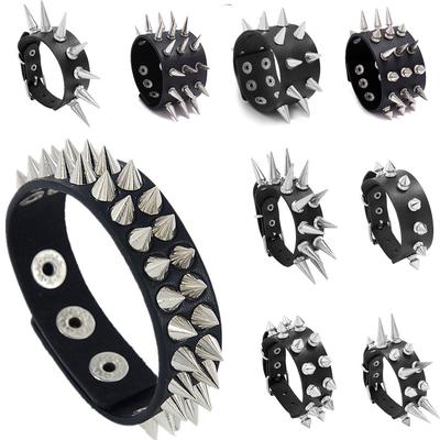 DIEZI Punk Cool Rock Bracelet Bangle For Men Women Hip Hop Vintage Black PU Leather Rivet Wrap Bracelet Gift New Jewelry