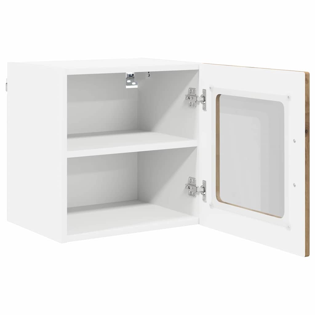Wall Mounted Glass Cabinet PORTO 2 pcs Artisan Oak Finish 40 x 31 x 40 cm
