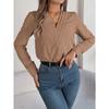 Women's Fall and Winter Elegant Solid Color Layered V-neck Long-sleeved Shirt
