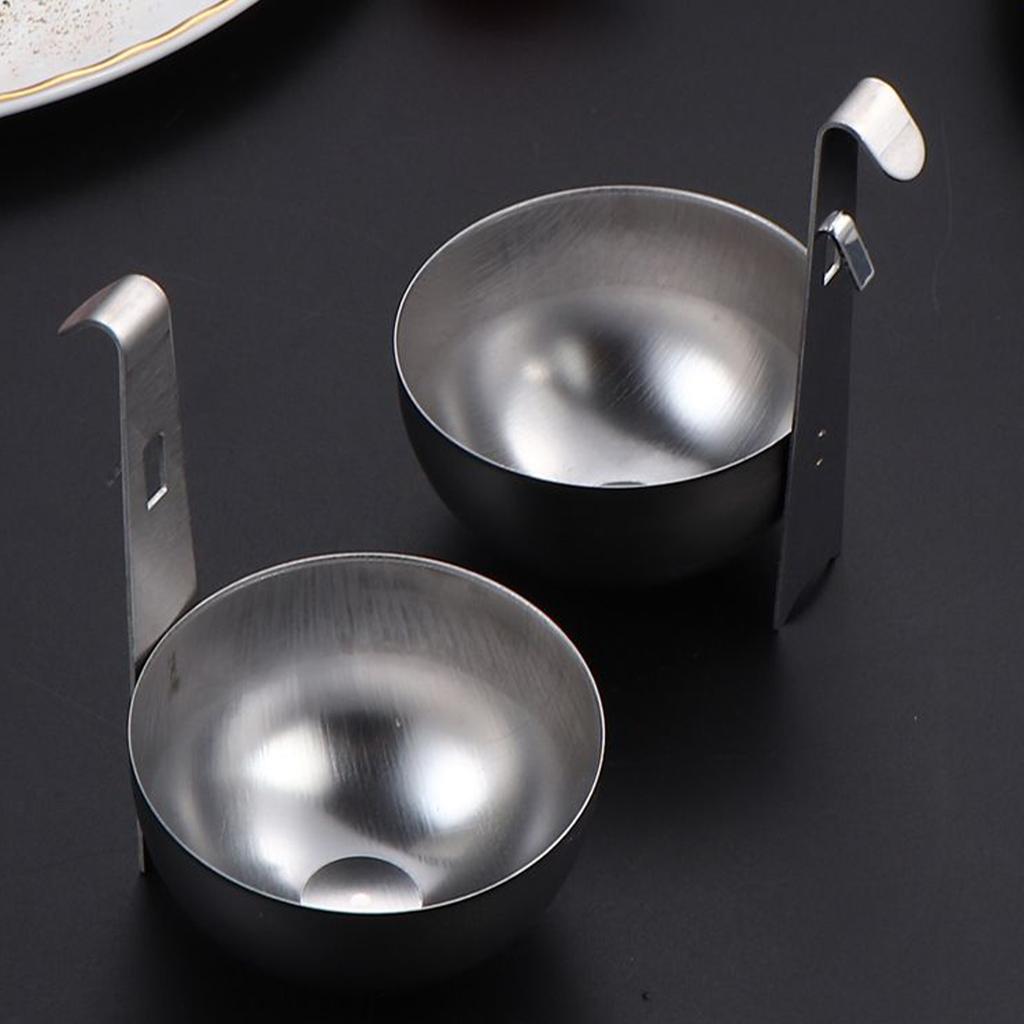 Egg Poacher Stainless Steel Egg Poacher Nonstick Egg Boiling Heating Mold with Hanger Hook Kitchen Steaming Gadgets Tools