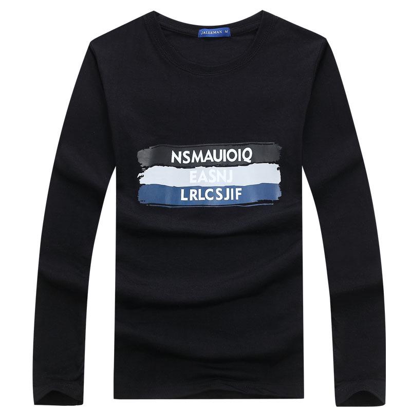 Korean Men's Trendy Autumn Long-Sleeve Letter Print T-Shirt