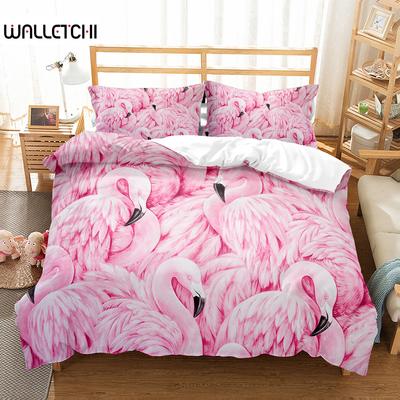 Flamingo Duvet Cover Set Wild Animals Polyester Comforter Cover Twin Full Size For Kids Teens Adults Bedroom Decor Bedding Set