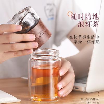 Heat Resistant Double Wall Glass Tea Cup With Infuser Filter Portable Travel Mug For HotDrink