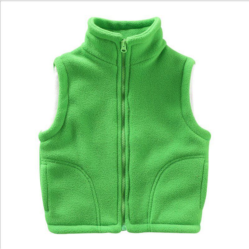 Spring and Autumn New Arrival Children Boys and Girls Pure Color Cardigan Simple Warm Polar Fleece Waistcoat