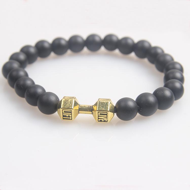 Volcanic Stone & Metal Dumbbell Prayer Beads Fashion Bracelet