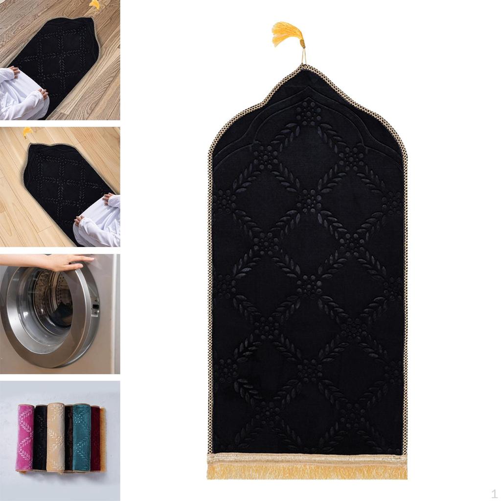 Prayer Rug for Travel with Tassels Traditional Islamic Mat Men Women