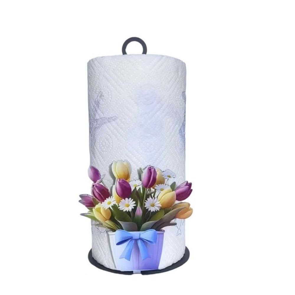 Practical Iron Freestanding Tissue Holder Strawberry Pattern Decorative Vertical Napkins Rack Cute Tissue Stand Bathroom