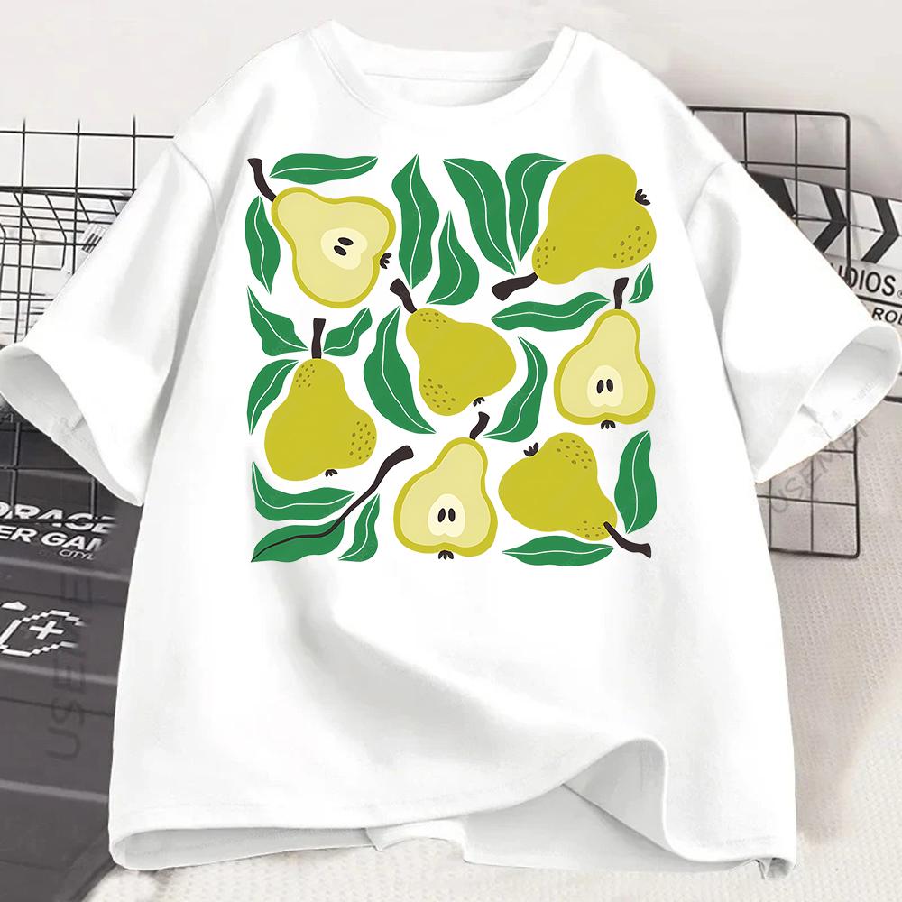 Cute Print TShirt Unisex Short Sleeve Tee Natural Fruit Graphic Top Kawaii Casual Summer Tshirt Friendly Gift Unisex Clothes