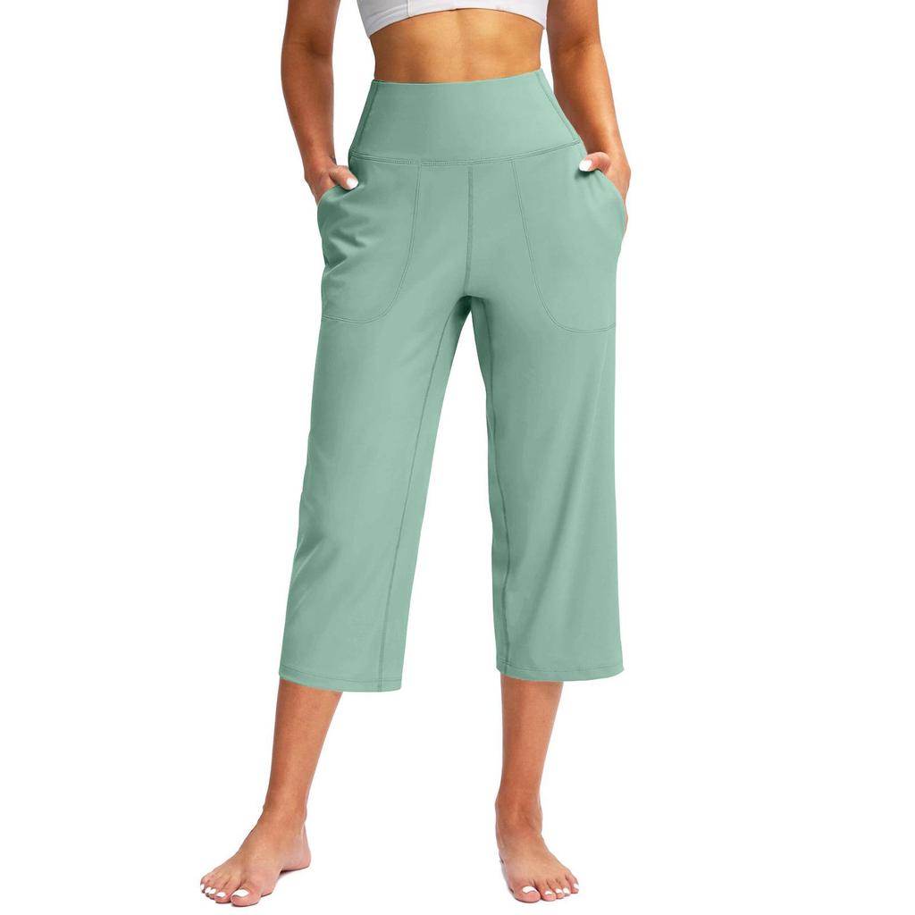 2025 Women's High-Waist Wide Leg Yoga Pants with Pockets and Tummy Control.