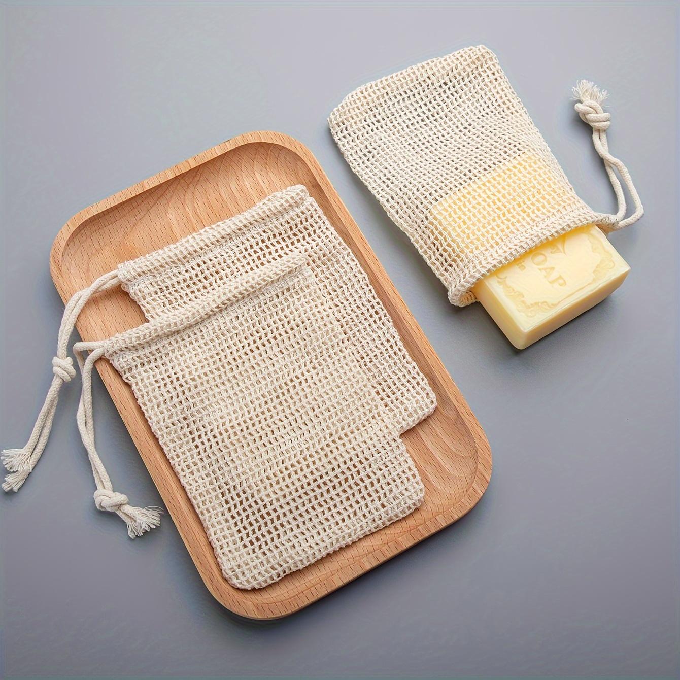 

Natural Foam Net, 3pcs Reusable & Portable Soap Bag for Soft, Gentle Cleansing. Ideal for Travel & Sensitive Skin. Light Beige.