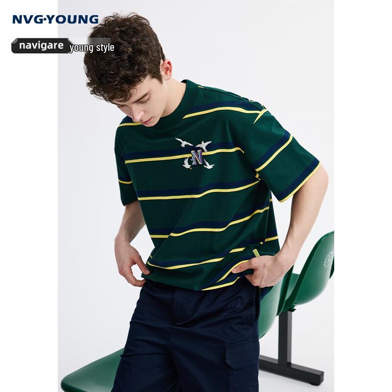 NVG·YOUNG Men s Summer Lightweight Striped Cotton T-Shirt S