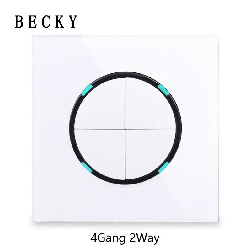 White Light for Glass Panel Switch Button, EU UK Standard Round Reset Point Switch, Bedroom Usb Switch Socket1-4gang AC110V-250V