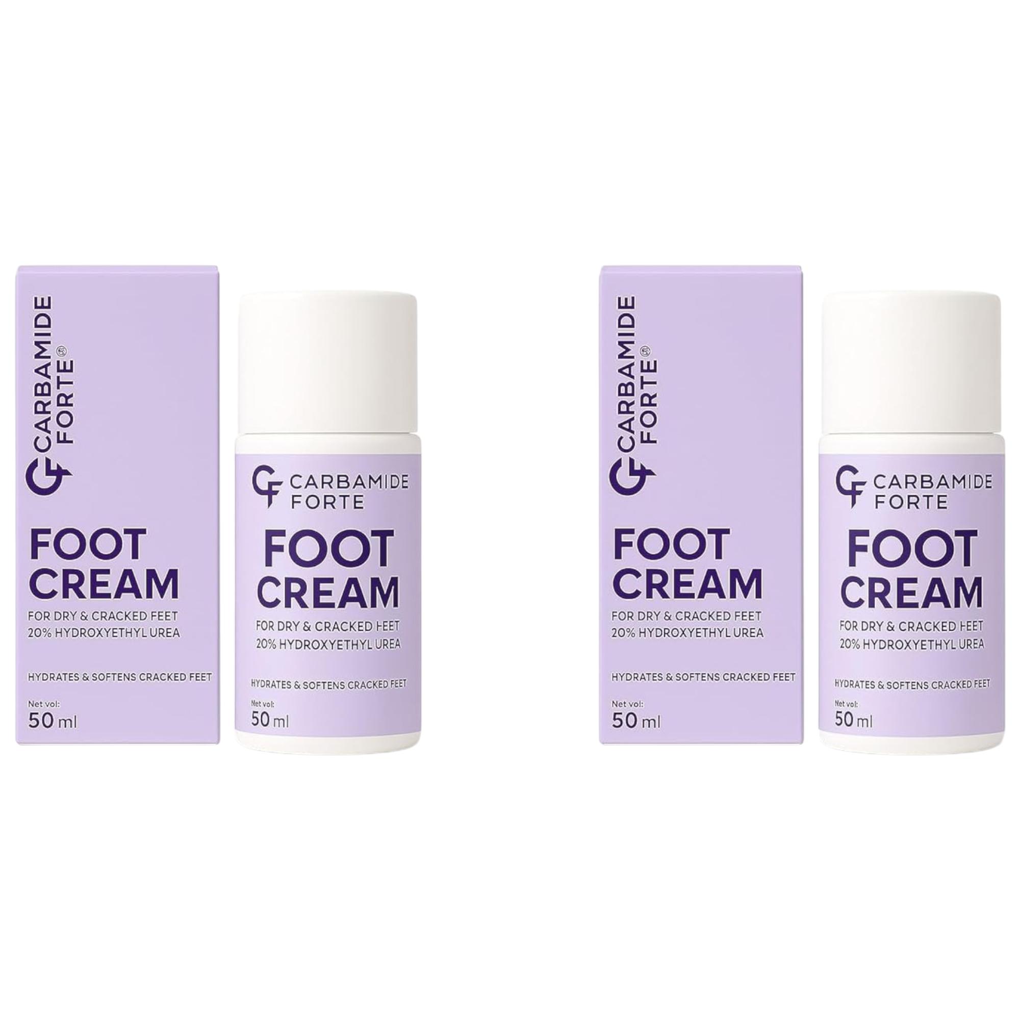 Carbamide Forte 20% Urea Foot Cream Roll-On 50ml For Cracked Heels Moisturising & Repairing Pack of 2