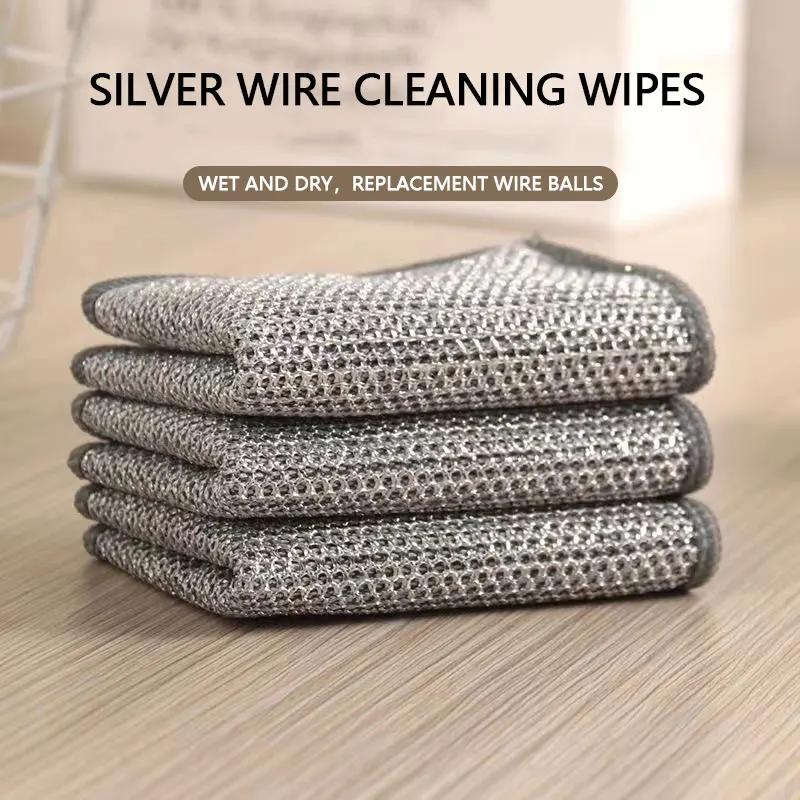 5pcs Wire Wipes Kitchen Cleaning Cloths Reusable