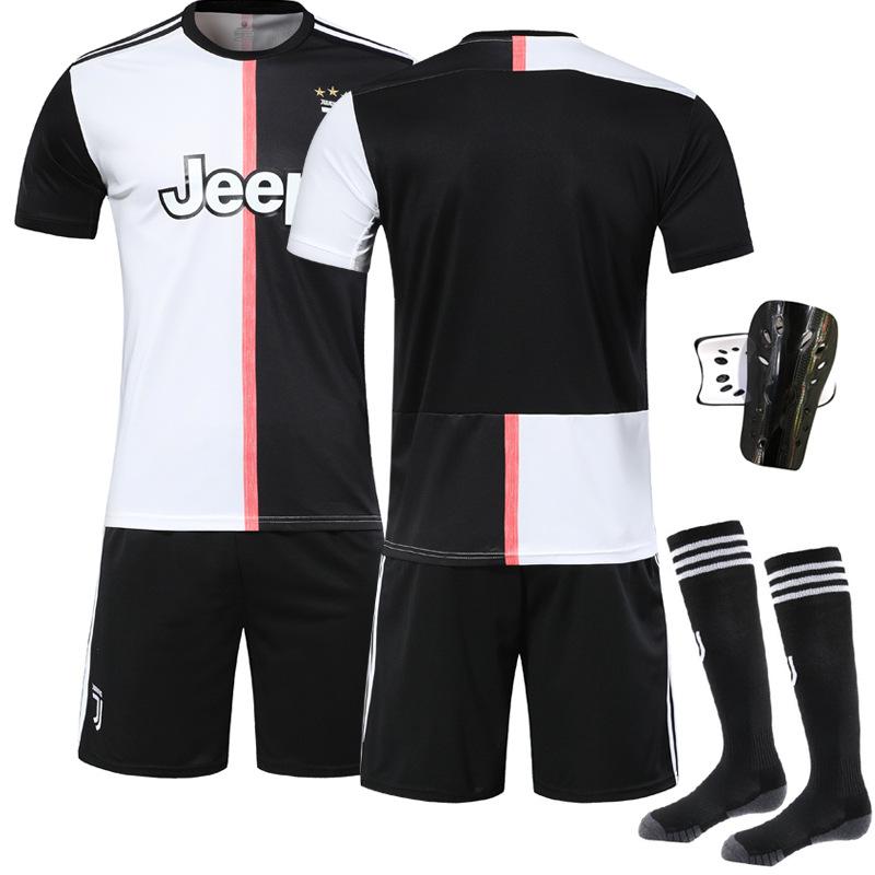 Juventus Home Jersey Retro Number C Ronaldo Black and White Adult Sports Suit Football Jersey Children's Team
