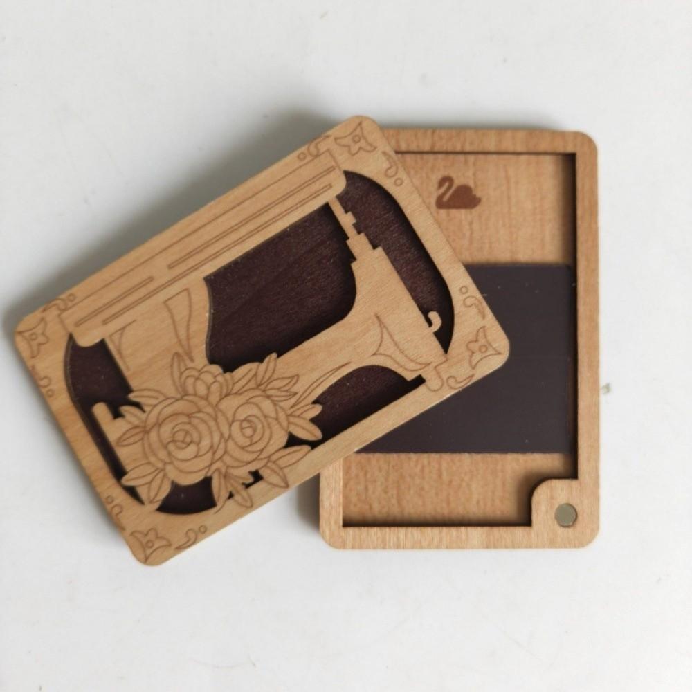 

Supplies Box Wooden Sewing Box Decorative Turmeric Color Magnetic Needle Holder Durable Thread Box Handicraft Display