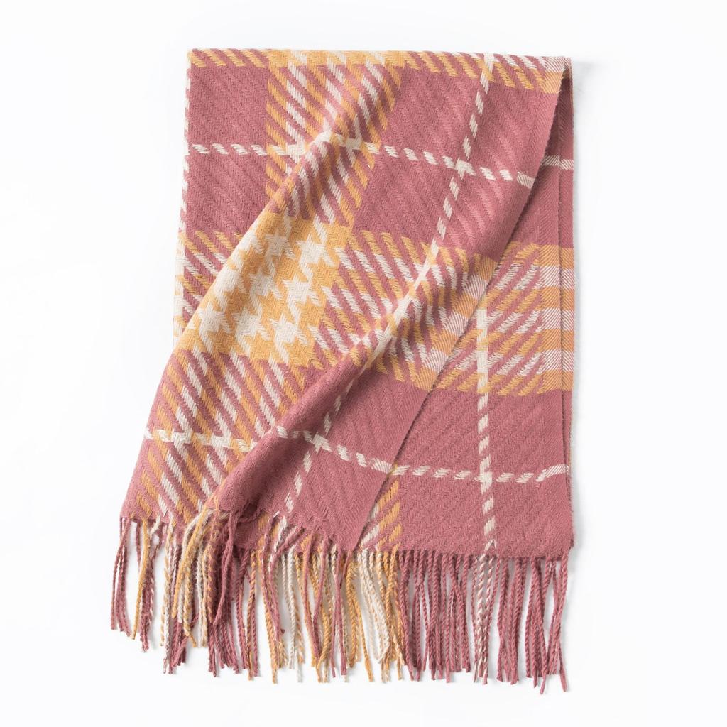 New sweet warm imitation cashmere scarf plaid student couple winter thickened warm scarf