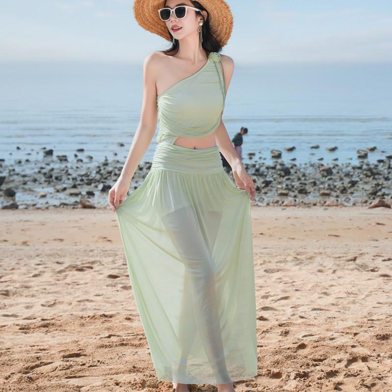 Luxury Red Off-Shoulder Thai Bikini with Long Skirt - Women's Sexy Resort Swimwear