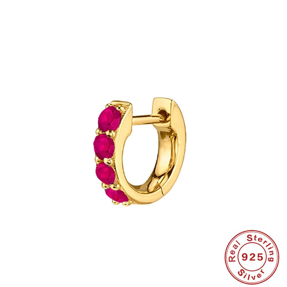 S925 Sterling Silver 4 Stone Combination Classic Simple Ear Buckle Earrings Earrings