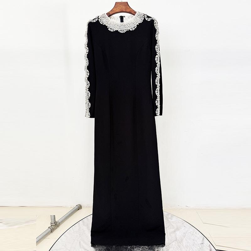 

2025 Celebrity Fashion Evening Gown: European & American Style, Hollowed-Out Design, Heavy Embroidery, Beaded & Diamond Inlay L чёрный