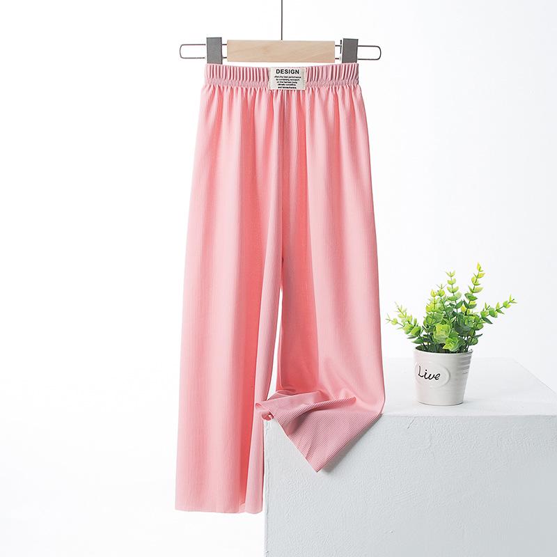 Sommer-Mädchen Mückendichte Weitbein-Eisseidenhose: Leicht, Modal-Stoff, Locker sitzend, Eltern-Kind-Stil.