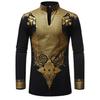 Men's African Style Stand Collar Long Sleeve Shirt - Hot Stamping Design (Model ZT-FZ38)