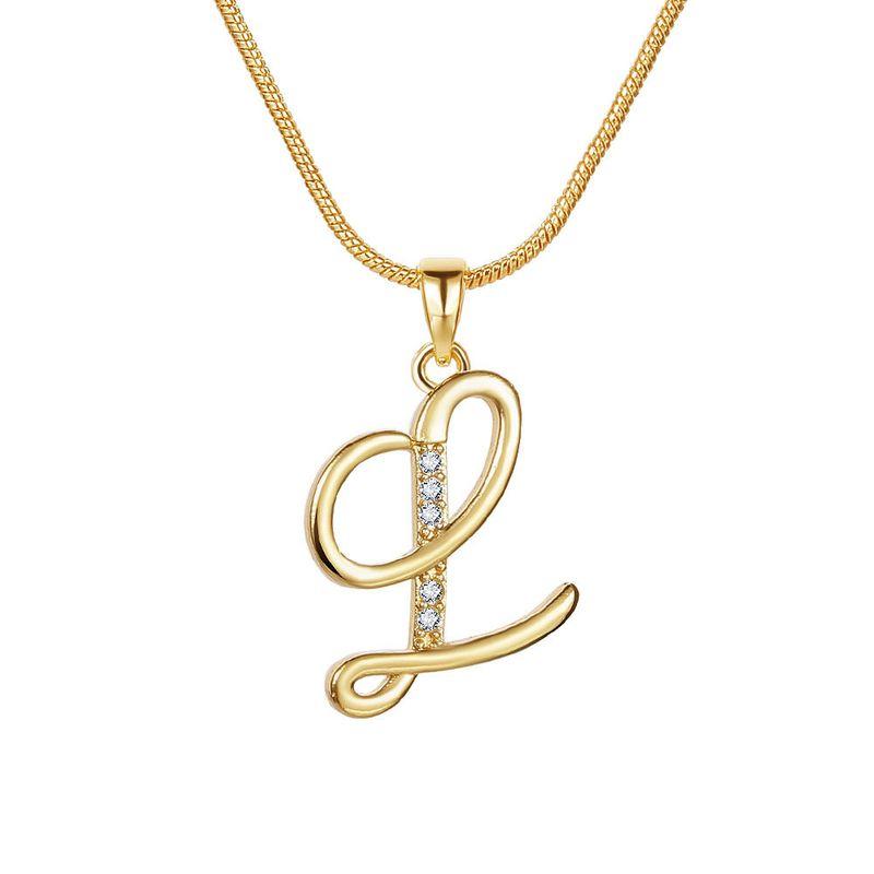 Europe and America Cross Border 26 Letters Copper Inlaid Zircon Snake Chain Necklace Letter Gold Pendant Creative Minimalist Letters