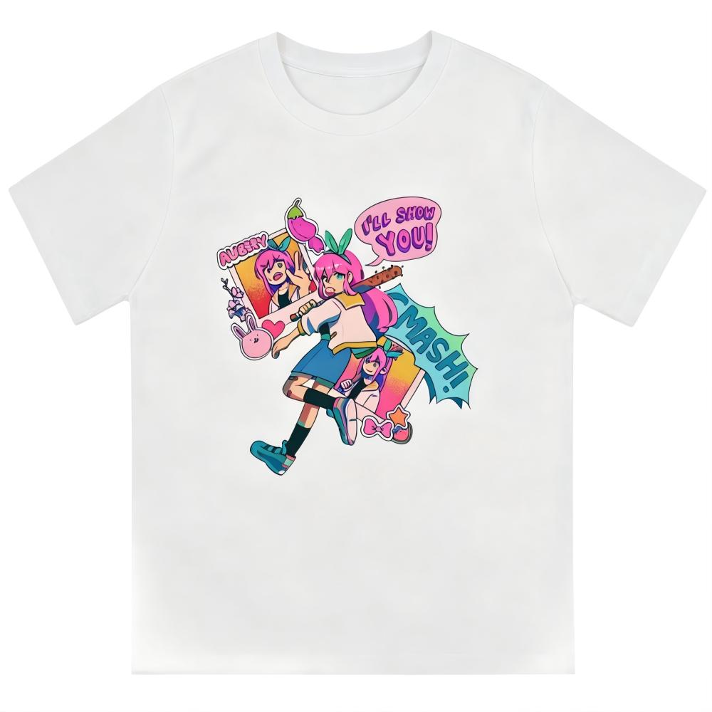 Omori Aubrey Anime Graphic White T-Shirt