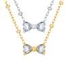Stainless Steel Bead Chain Zircon Bow Necklace,Brilliant Cubic Zirconia Bow Pendant Necklace for Bridal Wedding Accessories