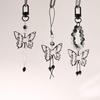 Black Butterfly Bead Pendant Phone Charm Straps Y2K Lanyard Purse Accessories