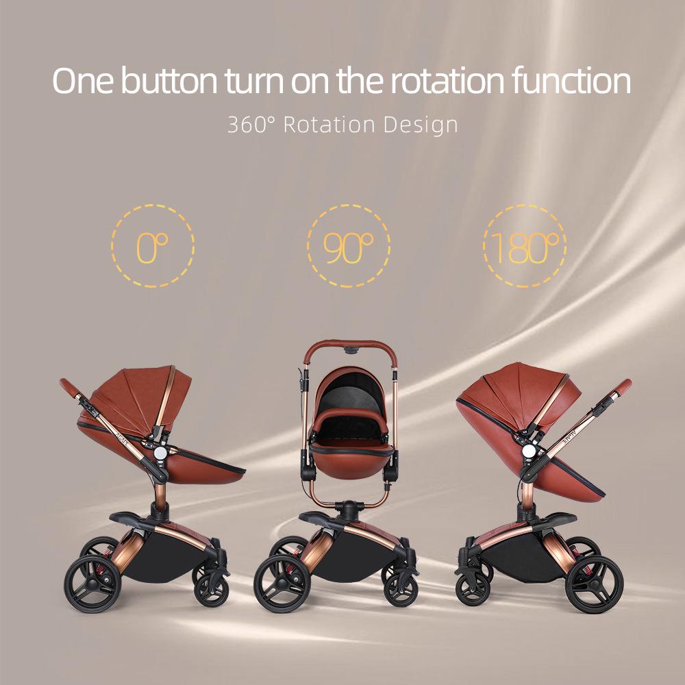 360° Rotating Baby Stroller: High View, Reclines, Foldable, Shock-Absorbing Eggshell Design