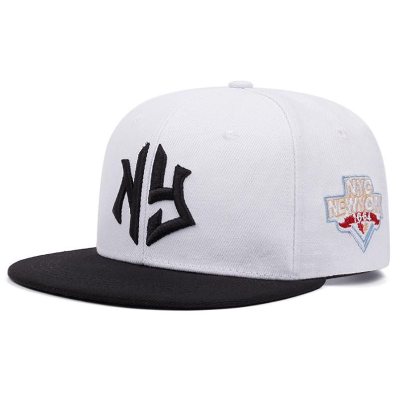 Yiran bag Nieuwe Platte Rand Hoed Letter Ny1664 Geborduurd Buiten Vrije Tijd Forens Zonbescherming Hoed Straat Pop Hiphop Hoed Uniseks Baseballpet