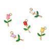 20pcs 18x9mm Enamel Rose Flower Charms Pendant Small DIY Jewelry Making Accessories Findings for Necklace Bracelet Earrings
