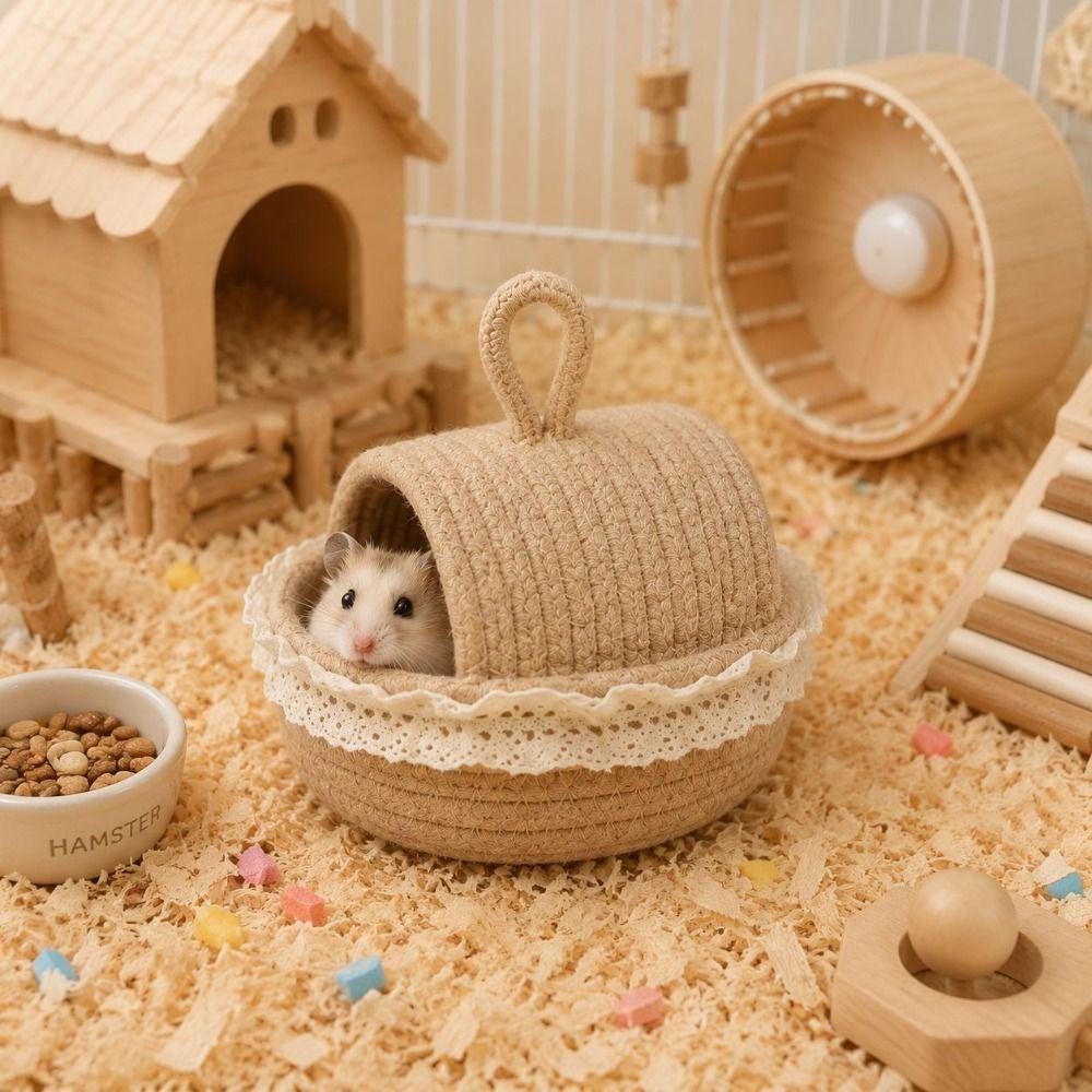 Scratch Resistant Weave Hamster Nest Wear Resistant Hamster Cage Guinea Pig Tunnel Rest Shelter