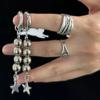 Y2K Keychains Round Bead Pentagram Metal Key Ring for Women Men Wind Rock Punk Star Pendant Key Chain Handbag Decoration Jewelry