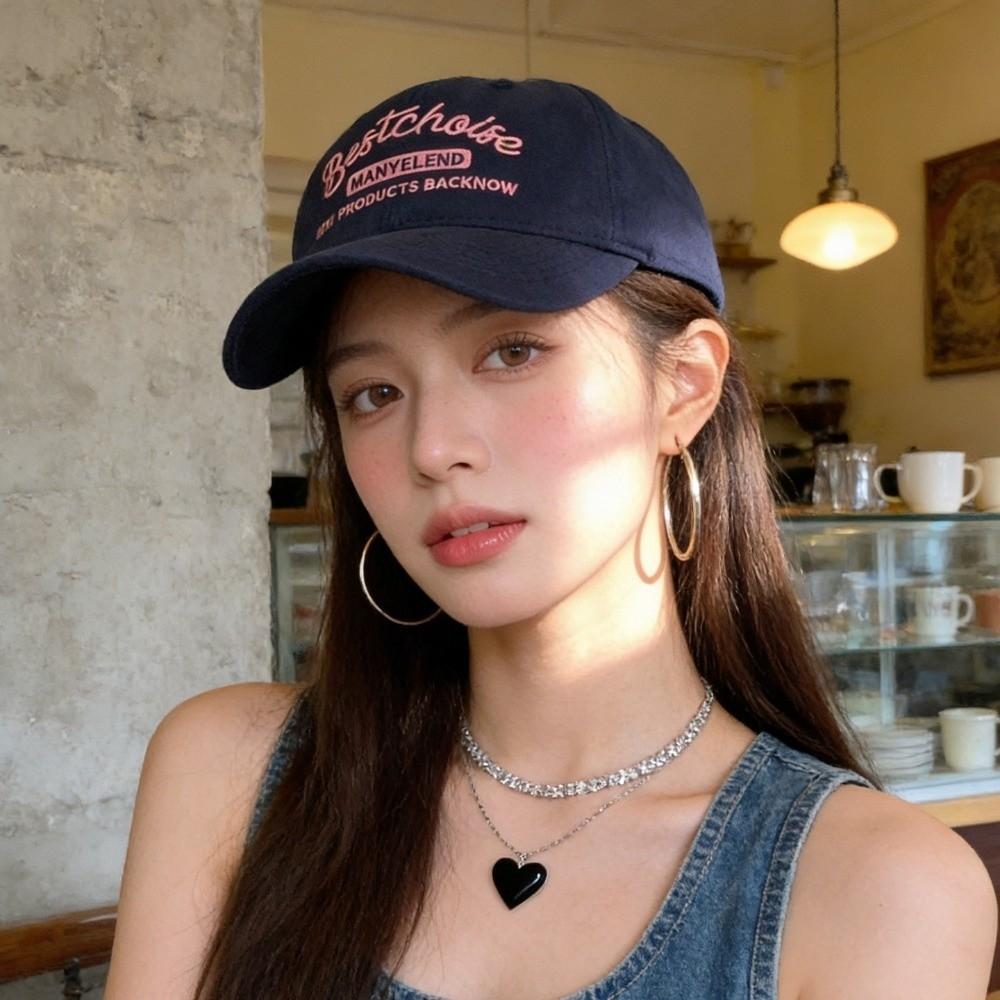 Solid Color Embroidery Letter Baseball Cap Cotton Peaked Cap Apparel Accessories Sun Hat  Girl