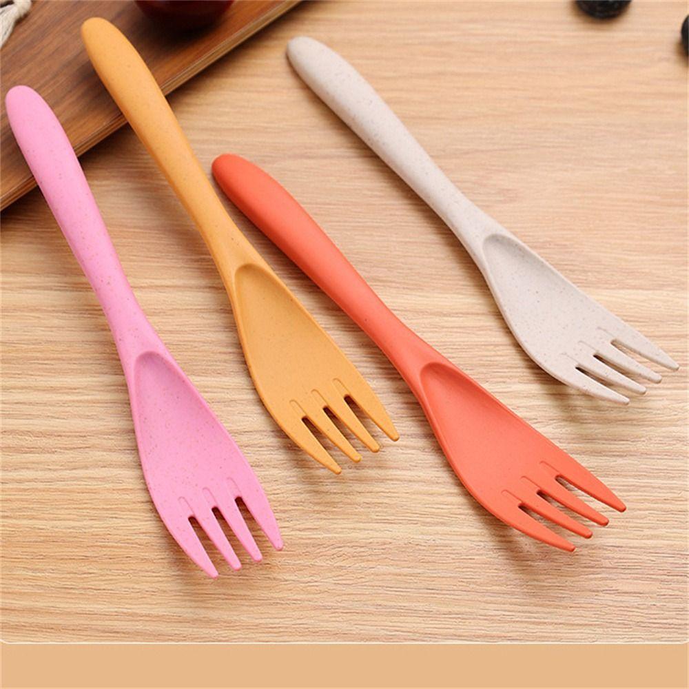 Wheat Straw Travel Utensils With Case Camping Spoon Fork Portable Camping Utensil Set Tableware