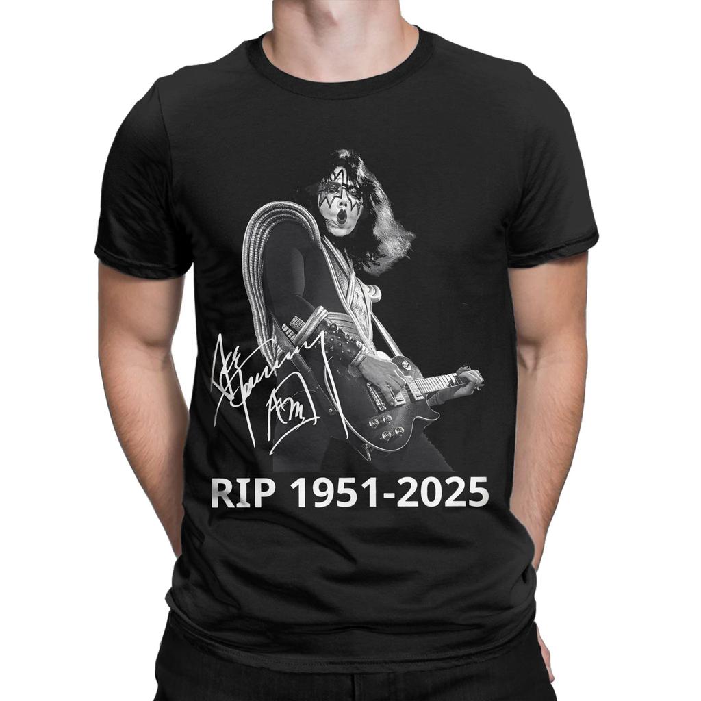 Men Women Ace Frehley Spaceman Kiss Band Shirt 100% Cotton Printed Tee Shirts Top Clothing