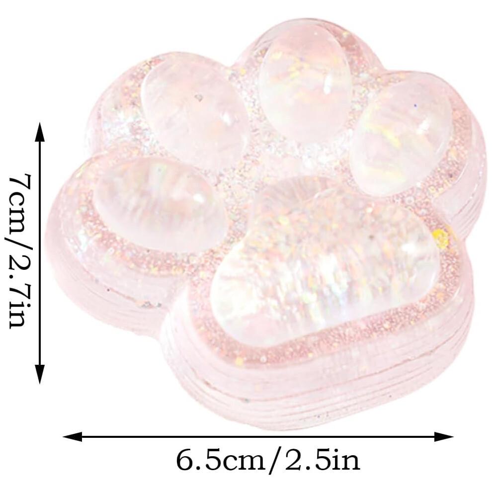 Large Cat Paw Squeezes Toy for Stress Relief, Squishy Cat Paw with Sequins, Soft White Design for Adults and Children