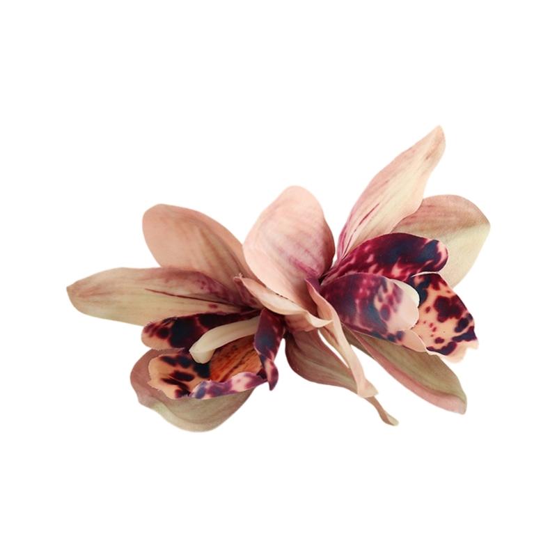 Bohemian Style Hairpin Double Large Artificial Cymbidium Flower Hair Clip For Women And Girls Fashion Accessory