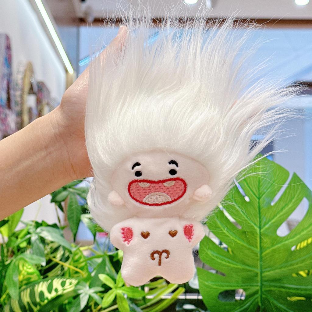 Uroczy breloczek bawełniany lalka z brakującym zębem - Kreatywna pluszowa zabawka i dekoracja plecaka