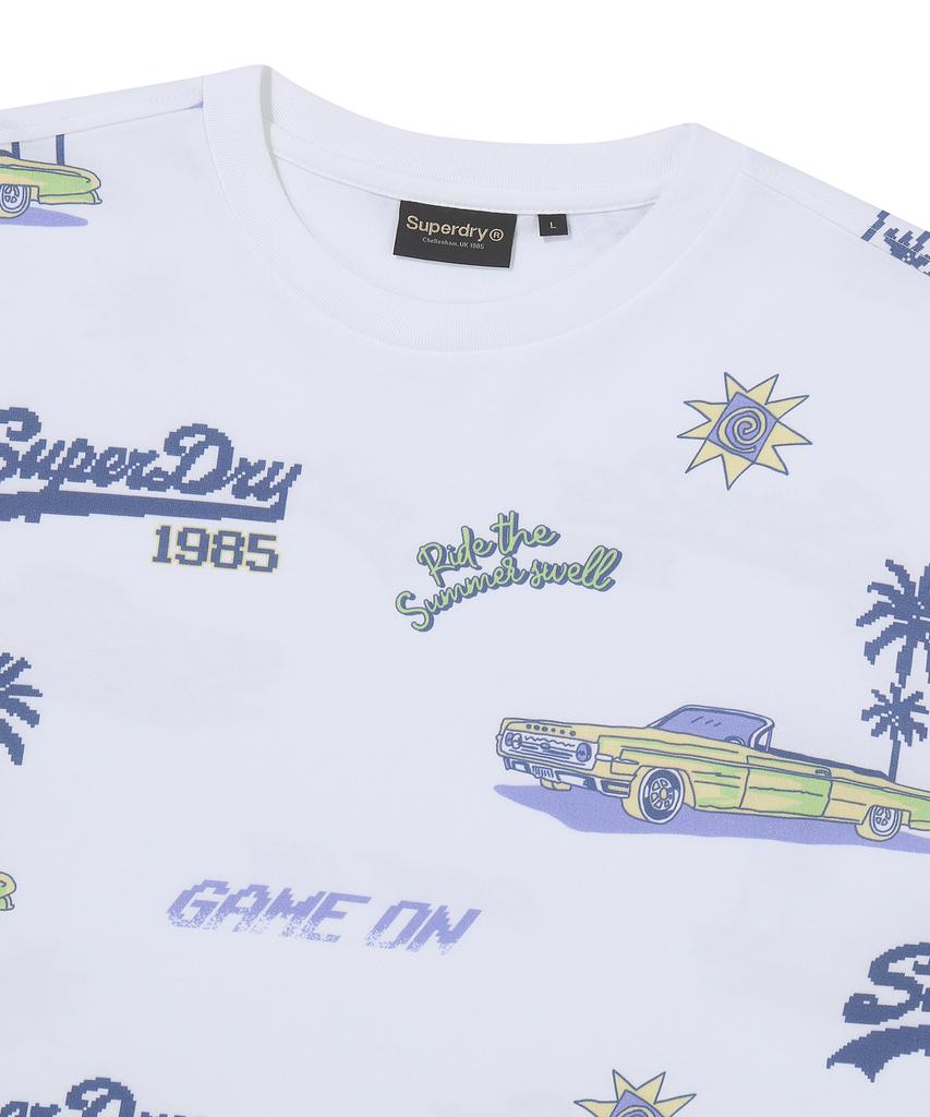 Syupeodeulai Street Surfer Pattern T-Shirt White