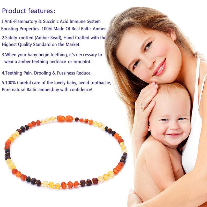 Κολιέ από Κεχριμπάρι Βαλτικής Γνήσιο για Ακατέργαστο Μη Γυαλισμένο Κεχριμπάρι Κολιέ Οδοντοφυΐας Παιδικές Χάντρες Κοσμήματα Γούρια Διακόσμηση Δώρο για Αγόρια G