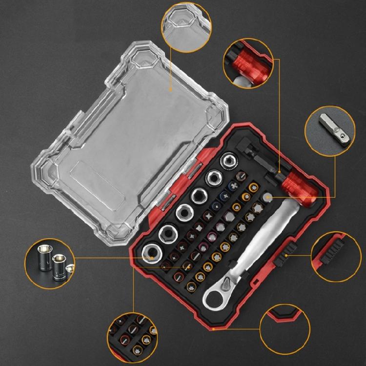 38Pc Magnetic Ratchet Screwdriver Bit Set Durability Ergonomic Design For Precise Automotive Electronics Maintenance
