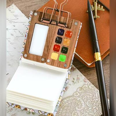 Mini Paint Palette Travel Kit Watercolor Palette Set,Acrylic Colour Set with Watercolor Pens Binder Clips For Beginners Students