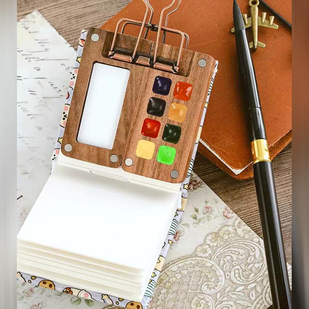 Mini Paint Palette Travel Kit Watercolor Palette Set,Acrylic Colour Set with Watercolor Pens Binder Clips For Beginners Students